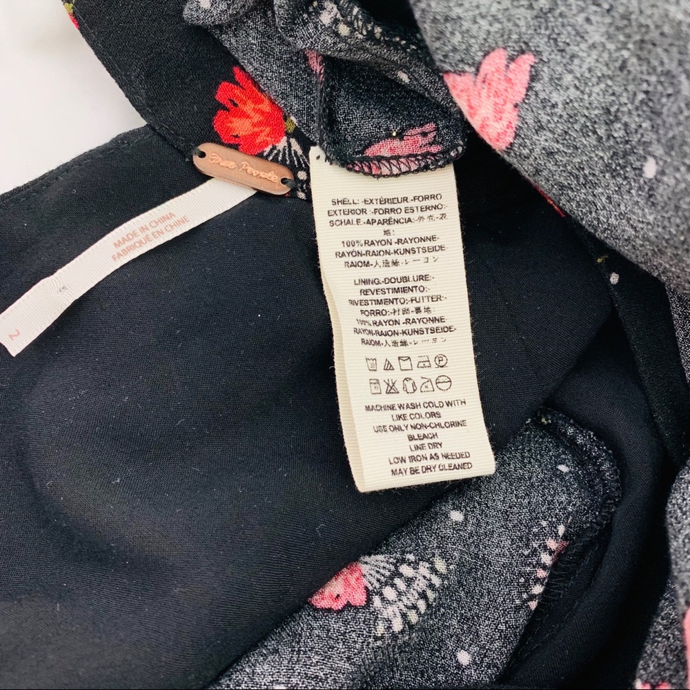 Free People | Black Red Floral Dress - Picture 8 of 8